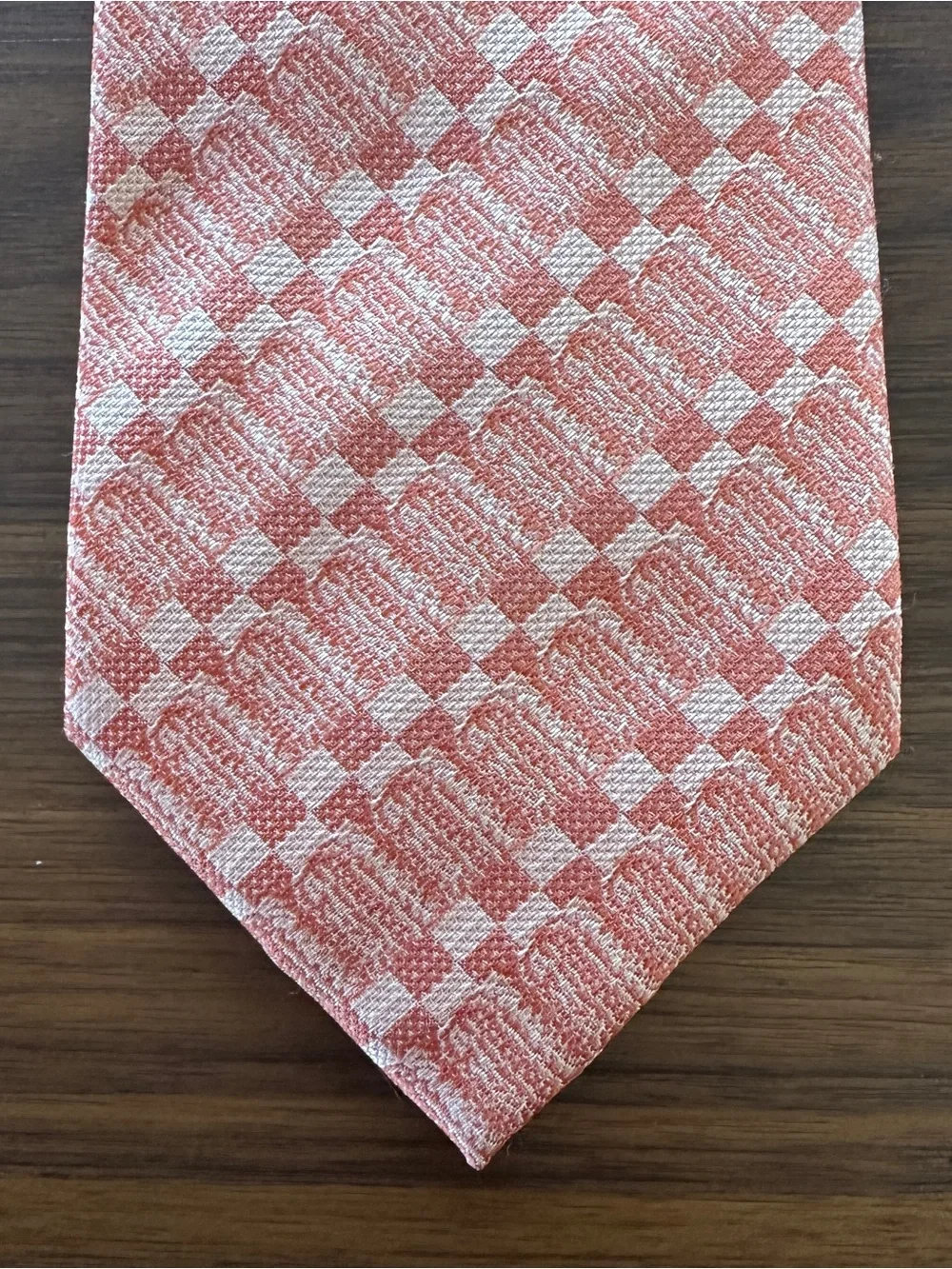 Ermenegildo Zegna Peach and Cream Geometric Silk Tie
